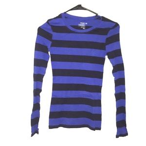 Black & Blue Striped Long Sleeve Tee